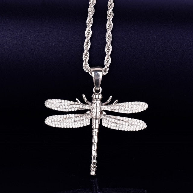 Iced Out Flying DragonFly Pendant
