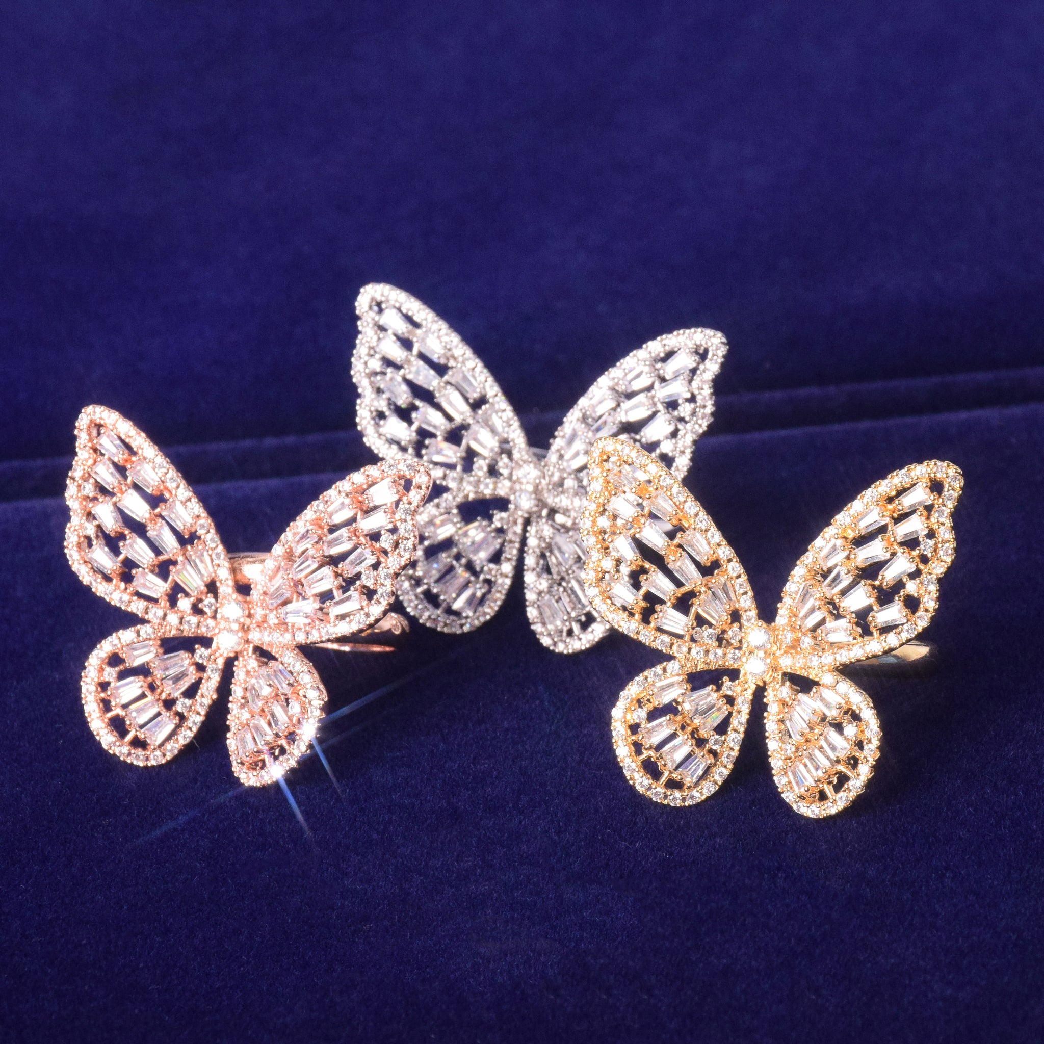 Iced Out Baguette Women Butterfly Ring
