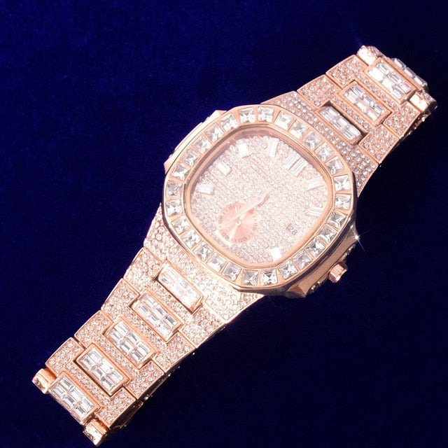 Iced Out Big Face Luxury Baguette Watch