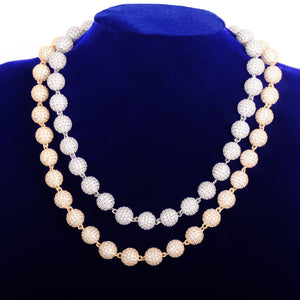 Iced Out 10mm Round Bead Necklace