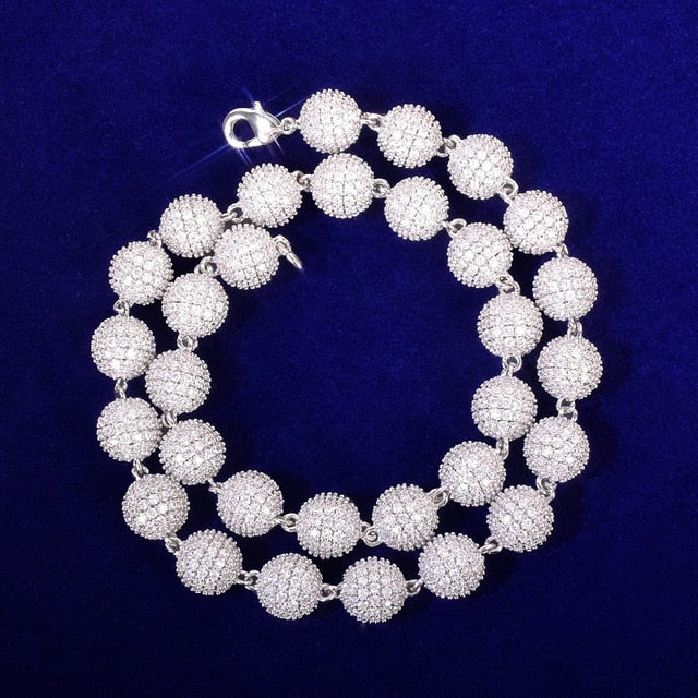 Iced Out 10mm Round Bead Necklace