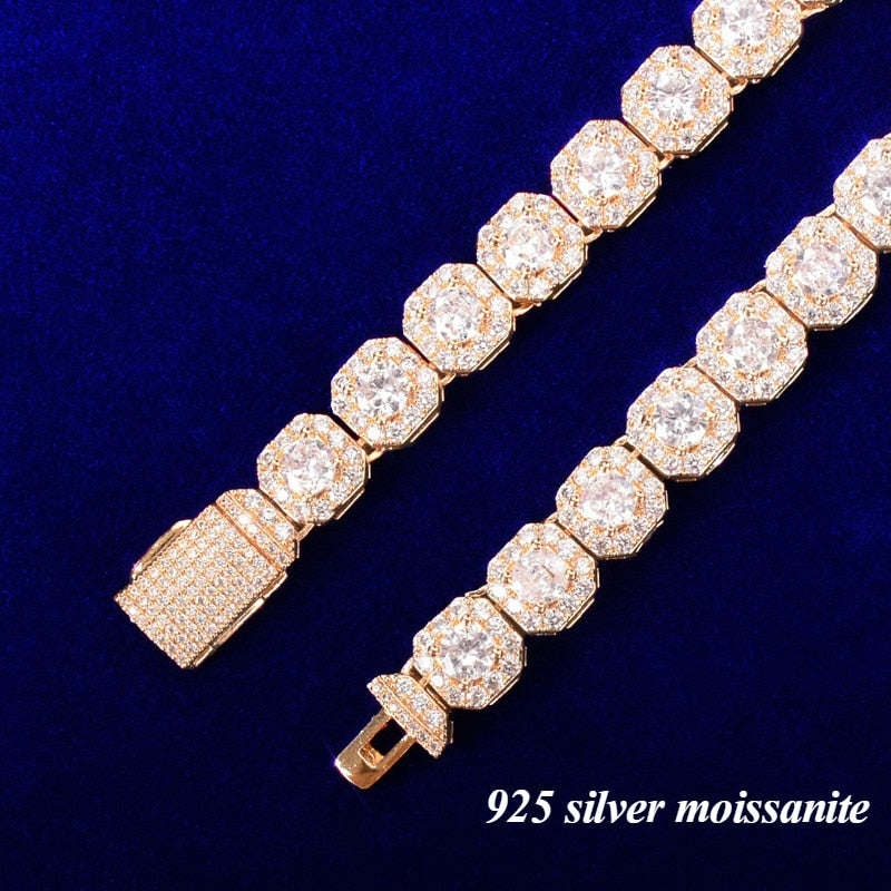 925 Silver Moissanite 9mm Square Bracelet