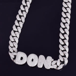 Custom Name Bubble Letters With 20MM Cuban Chain