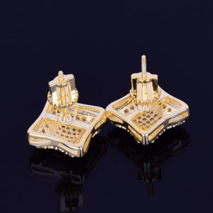 11MM Double Cluster Square Stud Screw Back Earrings