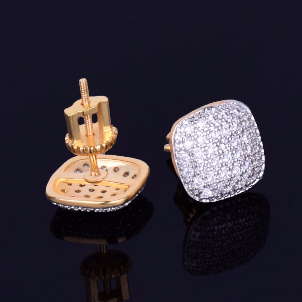 10MM Iced Out Square Stud Earrings