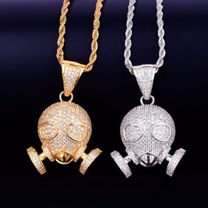 Iced Out Skull Gas Mask Pendant