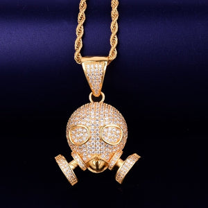Iced Out Skull Gas Mask Pendant