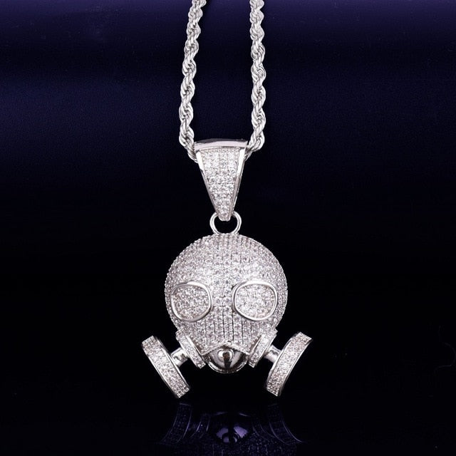 Iced Out Skull Gas Mask Pendant