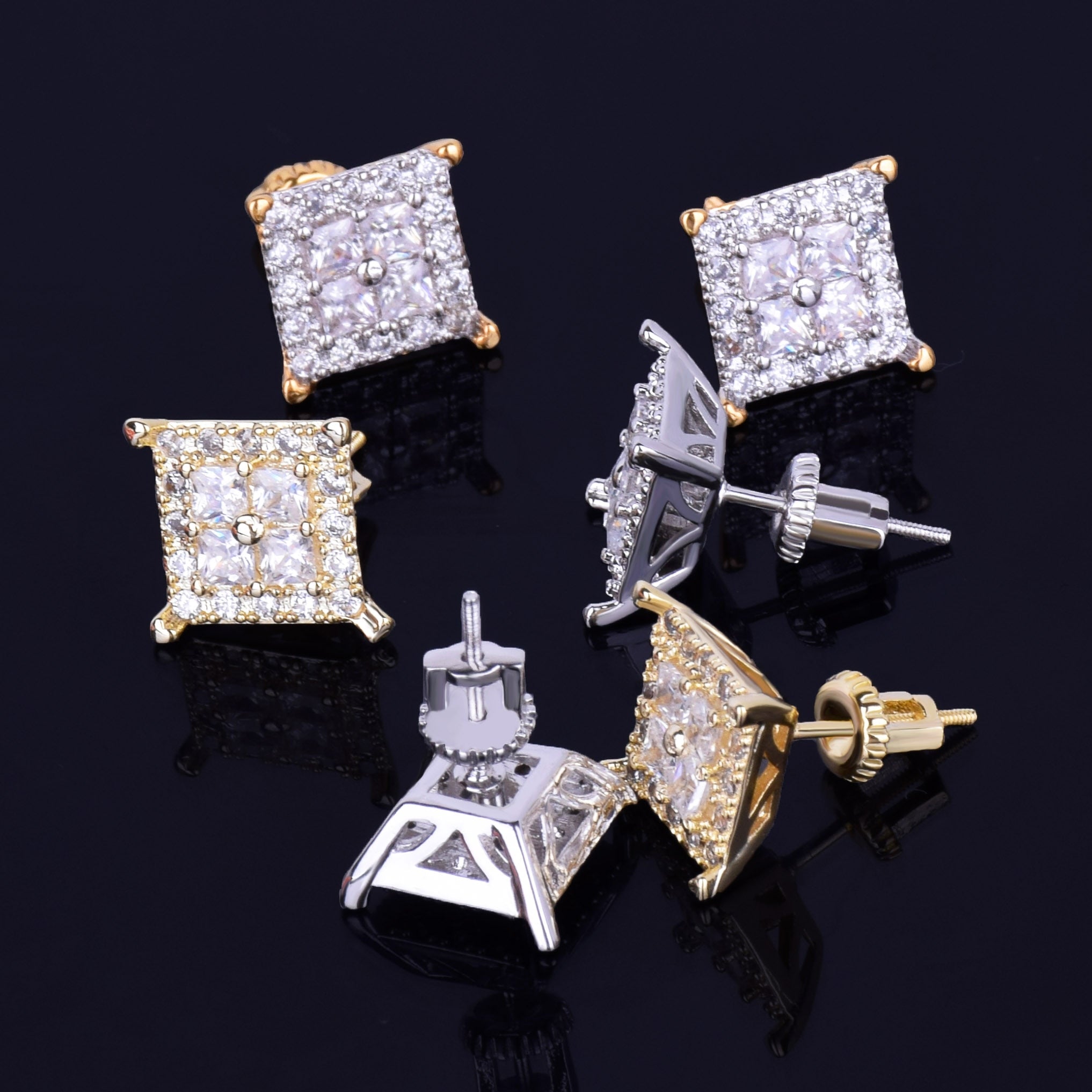 12MM Square Baguette Stud Earrings