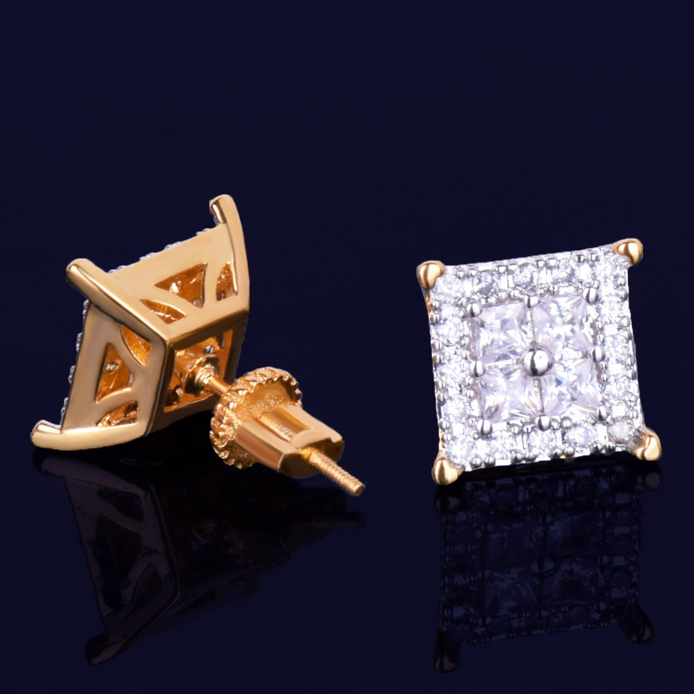 12MM Square Baguette Stud Earrings