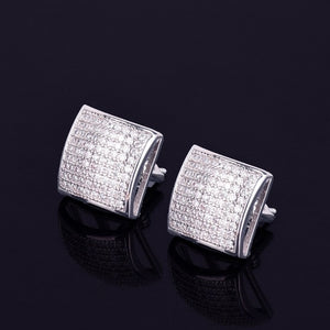 12MM Iced Out Square Stud Screw Back Earrings
