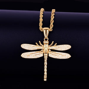 Iced Out Flying DragonFly Pendant