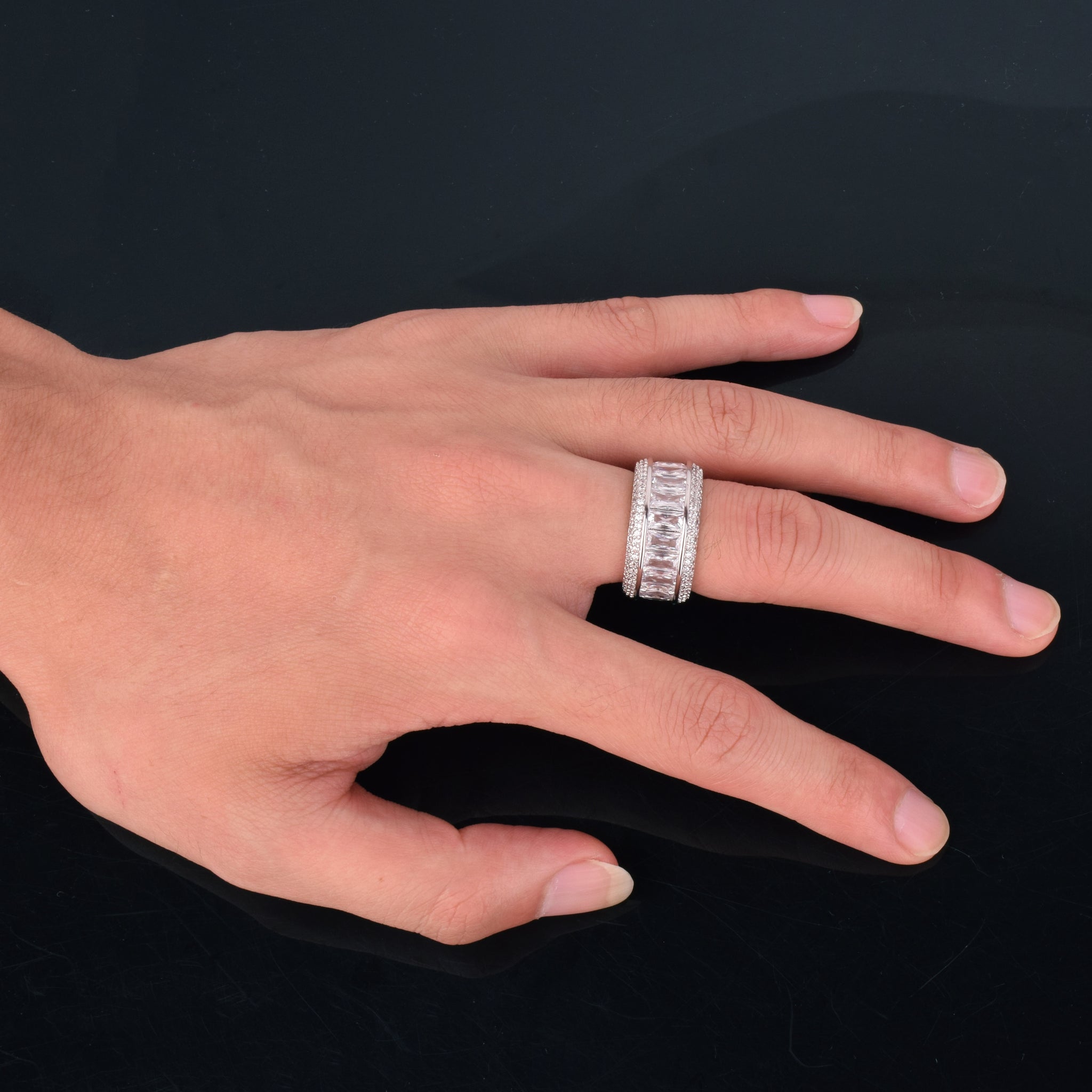 Iced Out Baguette 1 Row Ring