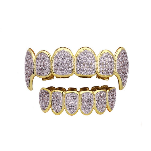 Iced Out Heavy Vampire Fang Grillz arriba y abajo