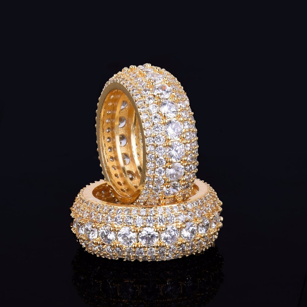 Iced Out 18k Gold Plated 5 Row Men's Ring