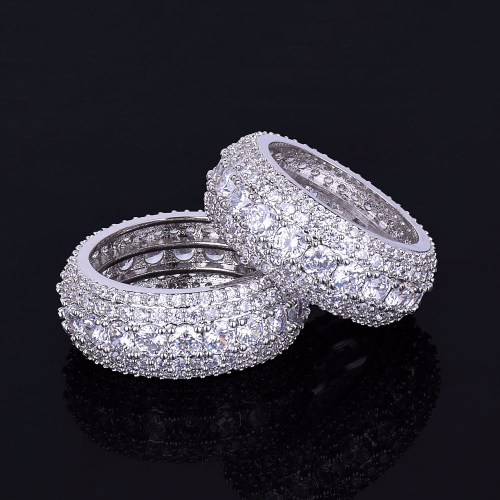 Iced Out 18k Gold Plated 5 Row Men's Ring