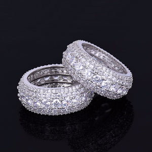 Iced Out 18k Gold Plated 5 Row Men's Ring