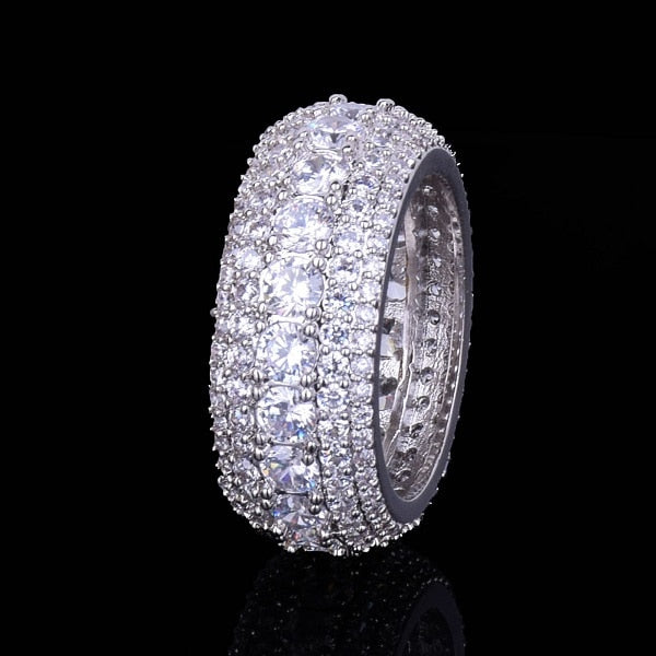 Iced Out 18k Gold Plated 5 Row Men's Ring