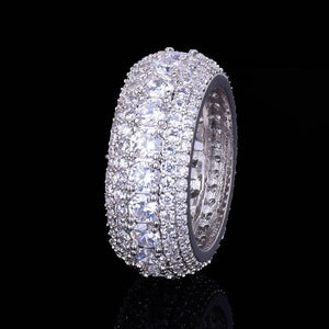 Iced Out 18k Gold Plated 5 Row Men's Ring
