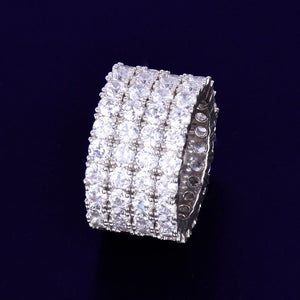 Four Row Iced Out Men's Ring