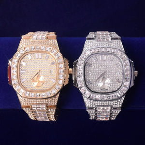 Reloj Baguette de lujo Iced Out Big Face