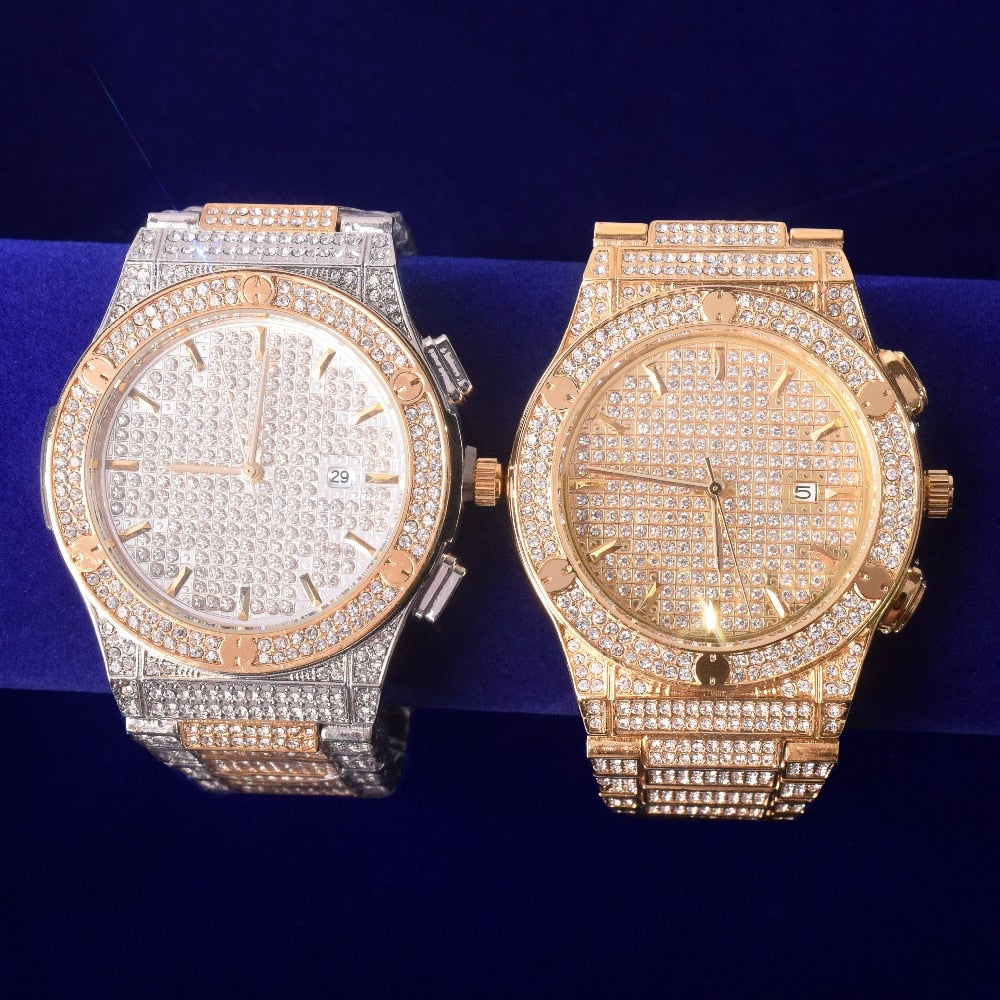 Iced Out Military Quartz Luxury Watch