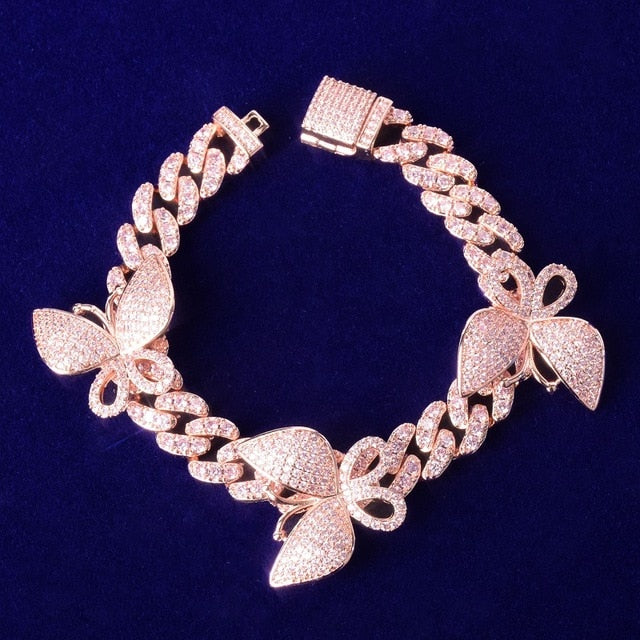 Pulsera de mariposa de eslabones cubanos de Miami de 10 mm