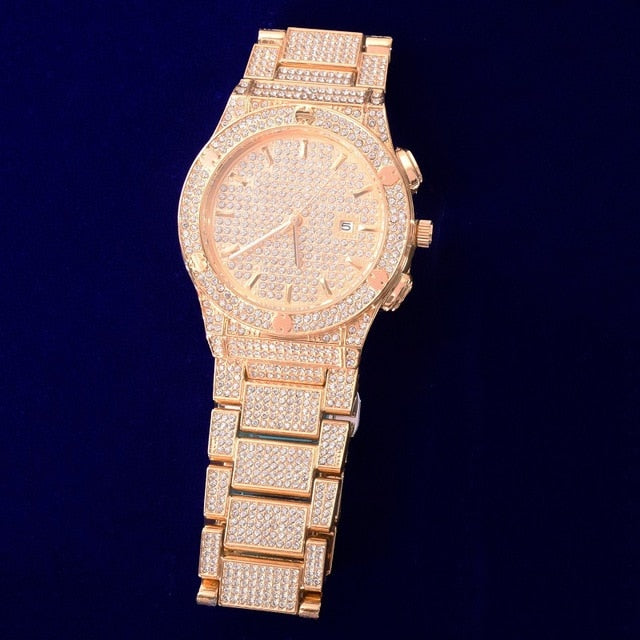 Iced Out Military Quartz Luxury Watch