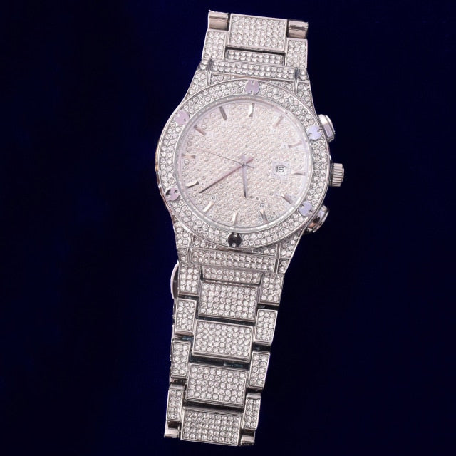 Iced Out Military Quartz Luxury Watch