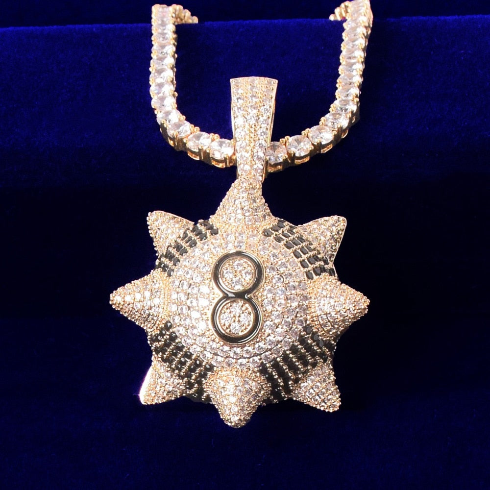 Iced Out Spiked 8 Ball Pendant