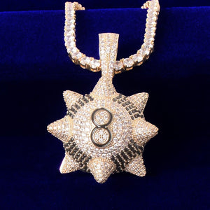 Iced Out Spiked 8 Ball Pendant