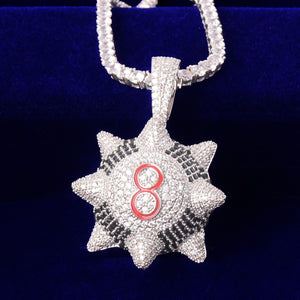 Iced Out Spiked 8 Ball Pendant