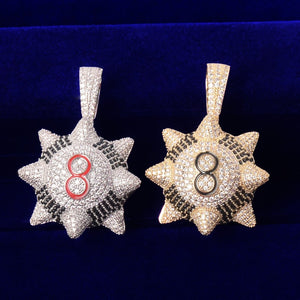 Iced Out Spiked 8 Ball Pendant