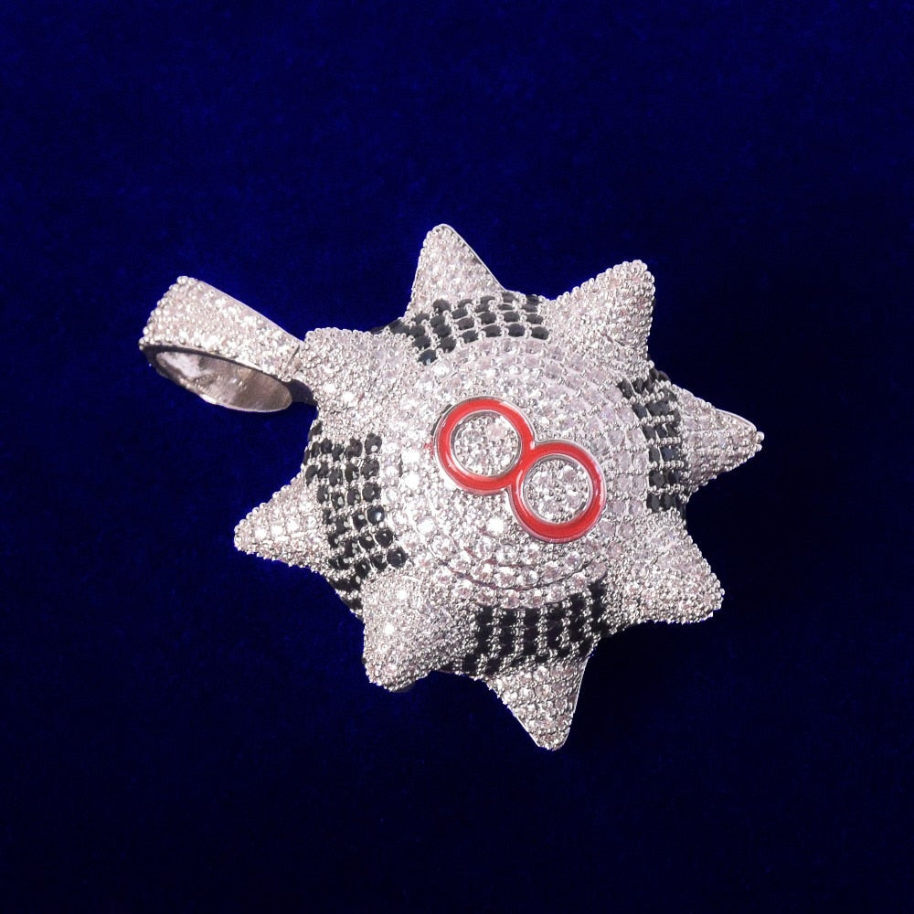 Iced Out Spiked 8 Ball Pendant