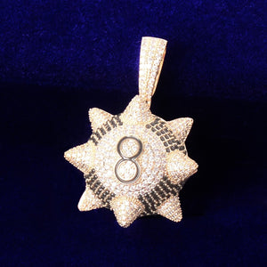 Iced Out Spiked 8 Ball Pendant