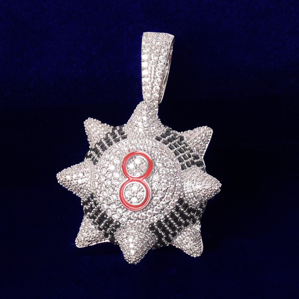 Iced Out Spiked 8 Ball Pendant