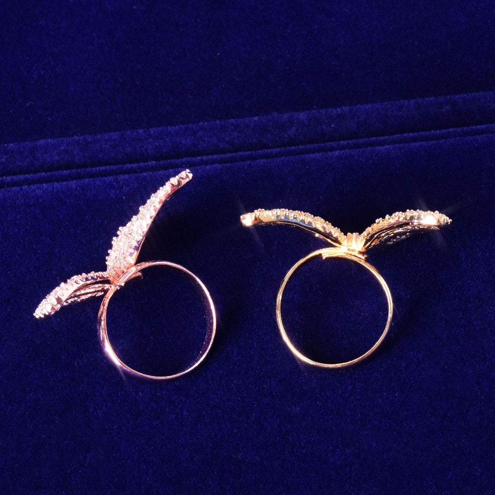 Iced Out Baguette Women Butterfly Ring