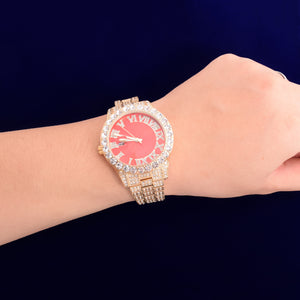 Iced Out Big Face Reloj de lujo con esfera romana