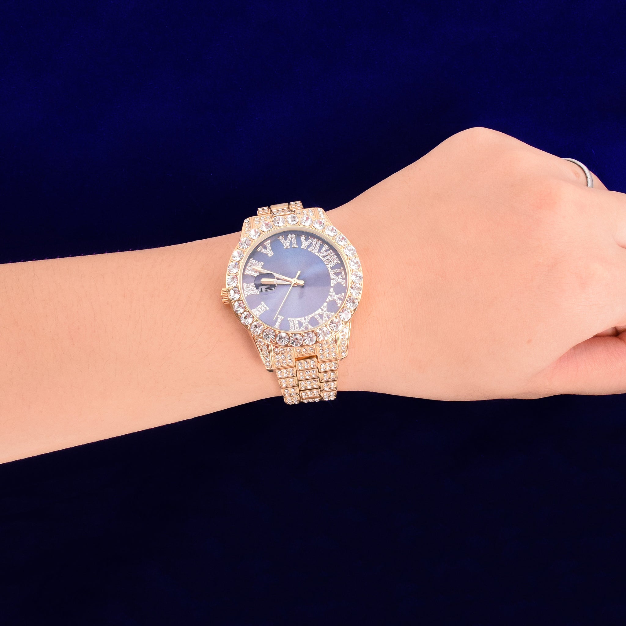Iced Out Big Face Roman Dial Luxury Watch