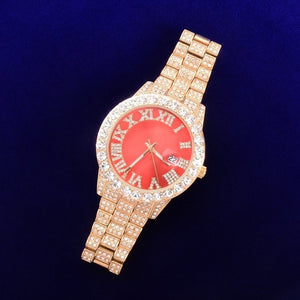 Iced Out Big Face Reloj de lujo con esfera romana