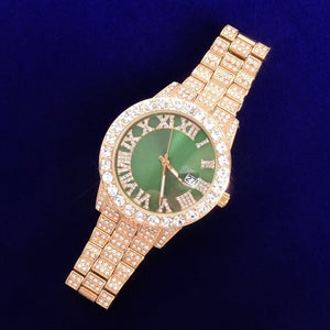 Iced Out Big Face Reloj de lujo con esfera romana