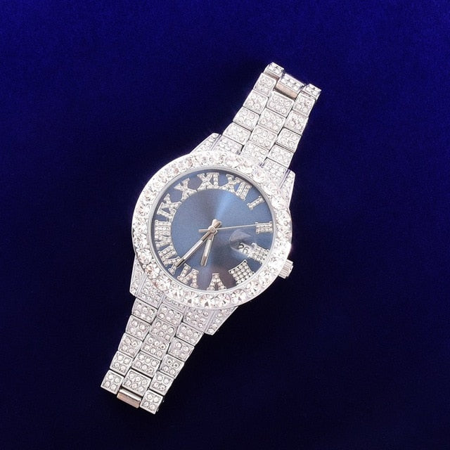 Iced Out Big Face Roman Dial Luxury Watch