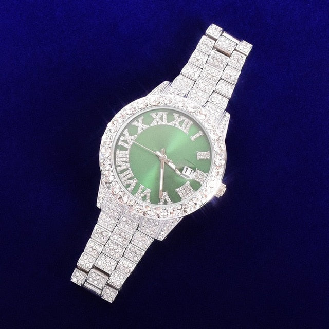 Iced Out Big Face Roman Dial Luxury Watch