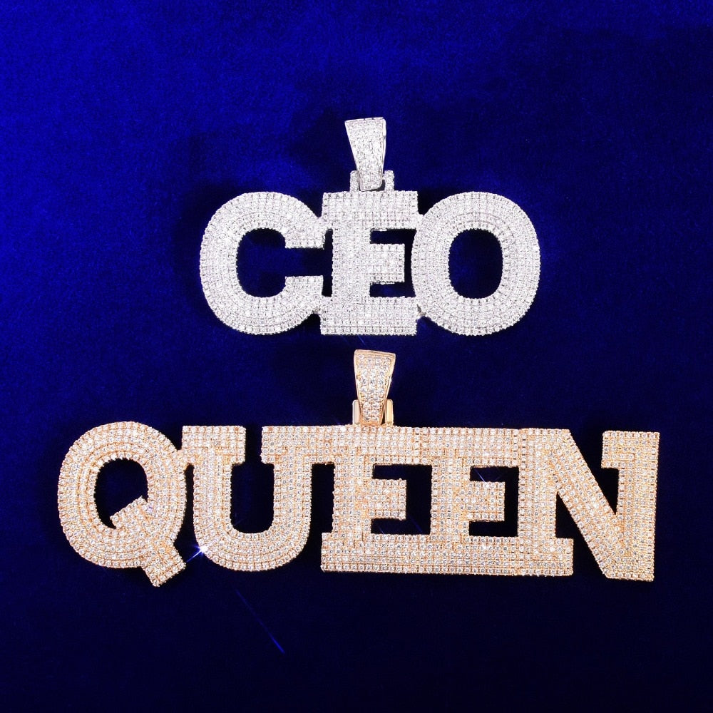 Icy Bubble Letter Custom Name Pendant