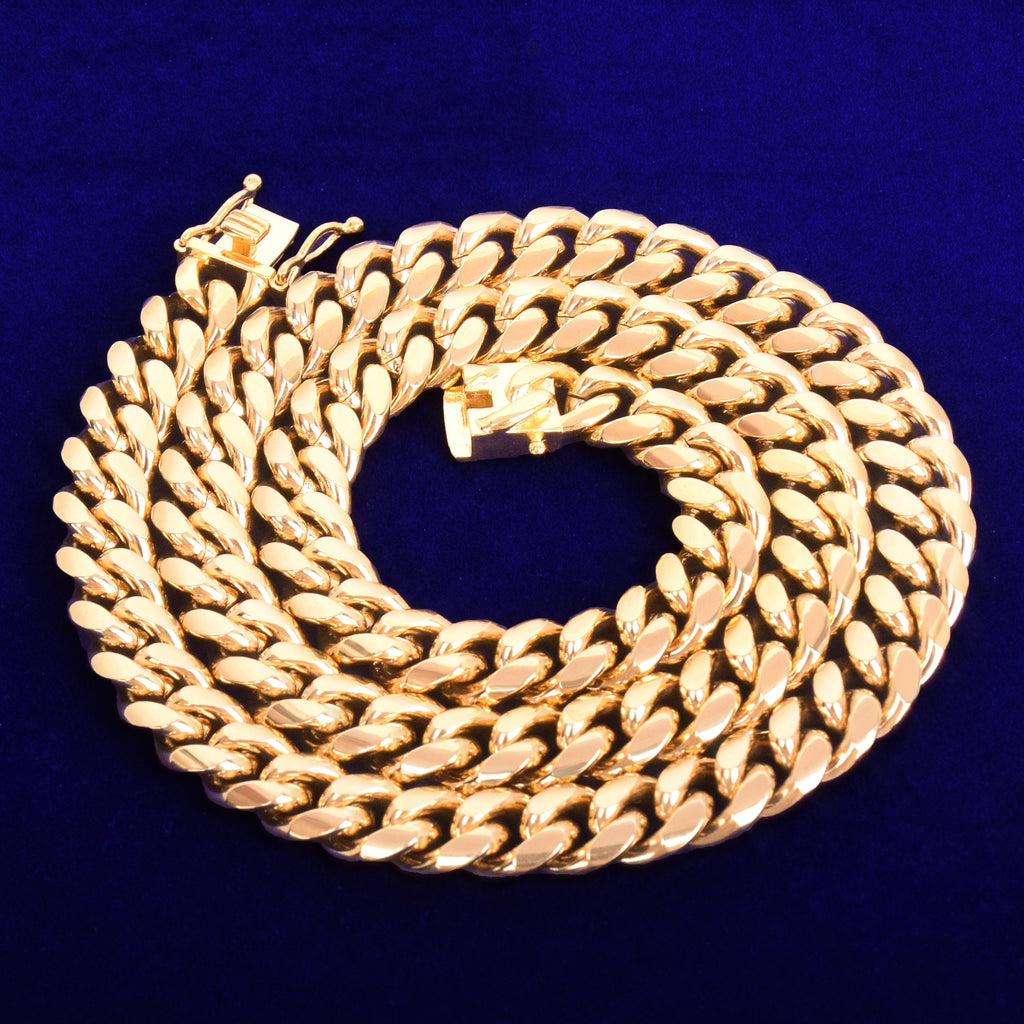12mm Miami Cuban 24k Gold Plated Chain