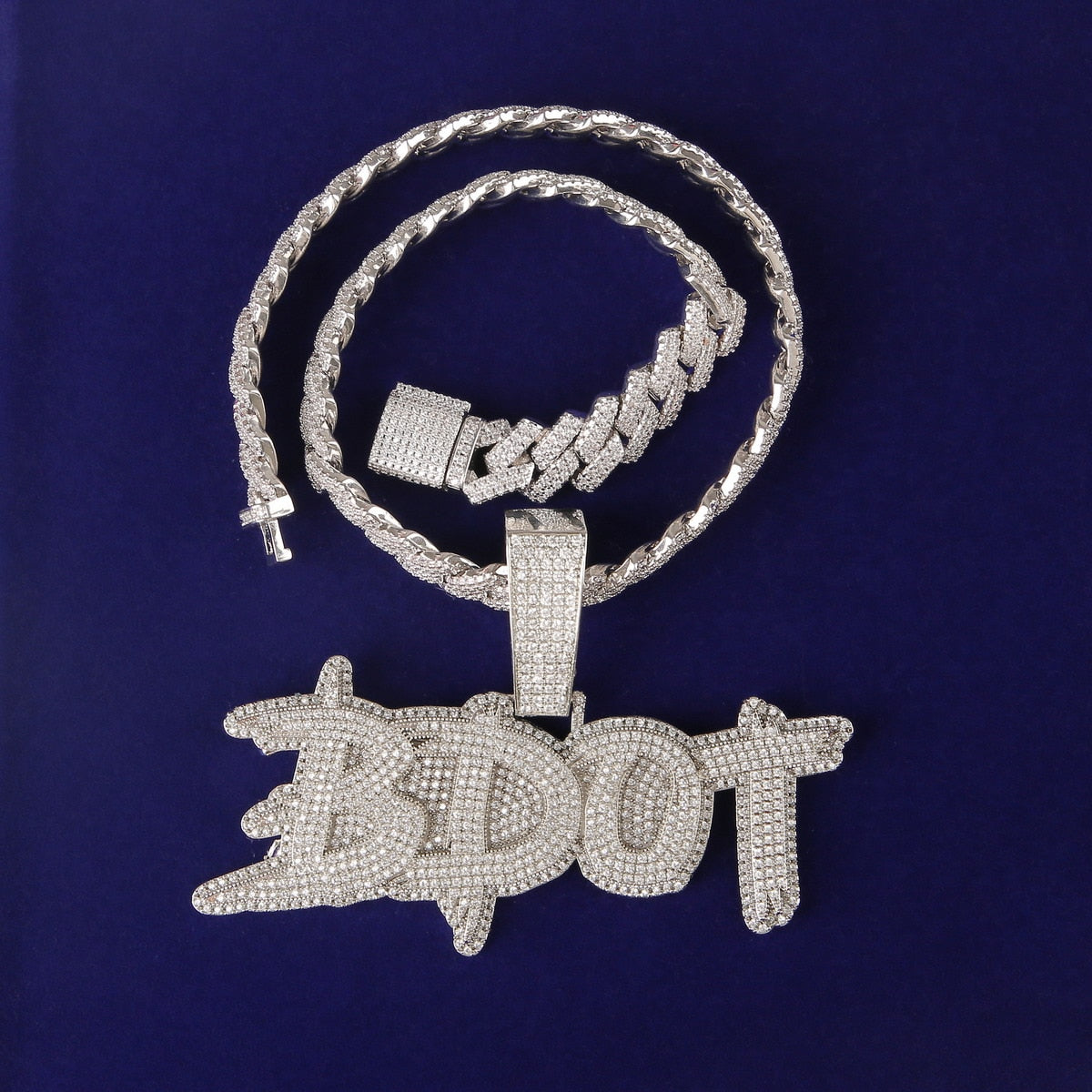Iced Out Custom Name Pendant With 14MM Cuban Necklace