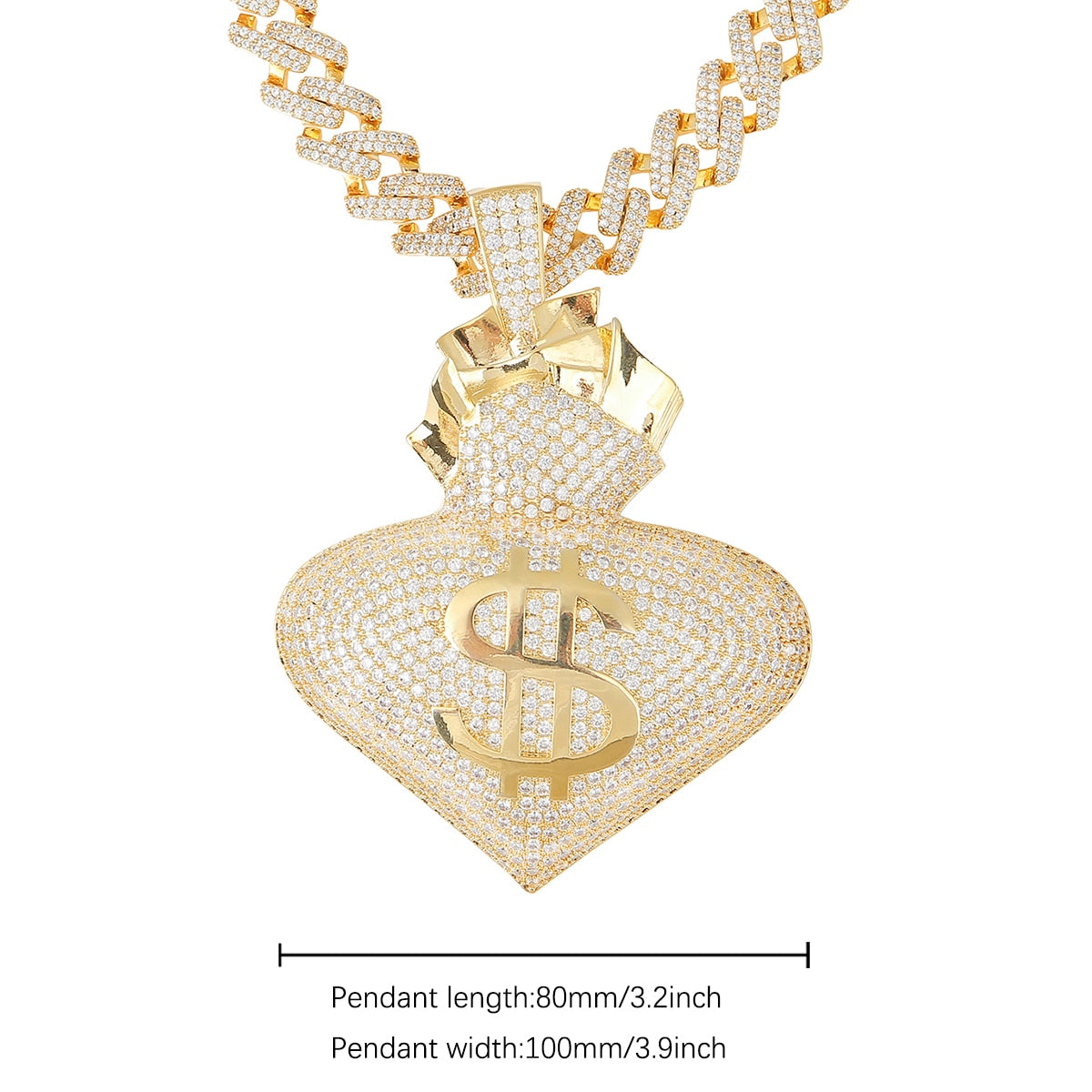 Heart Full Of Money Pendant 14mm Cuban Chain