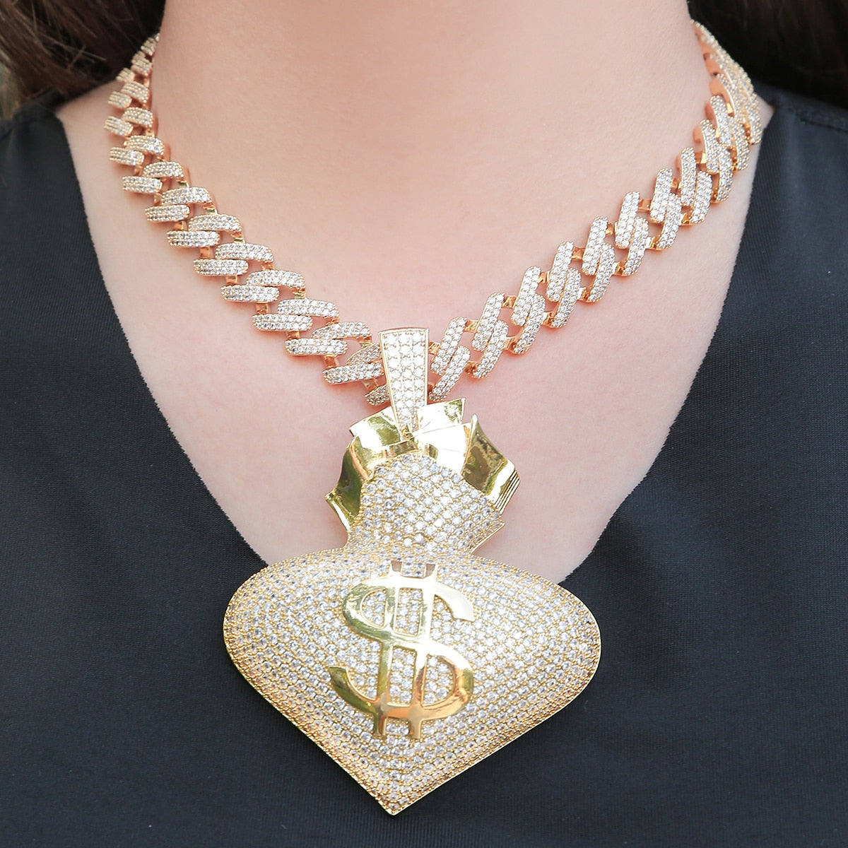 Heart Full Of Money Pendant 14mm Cuban Chain