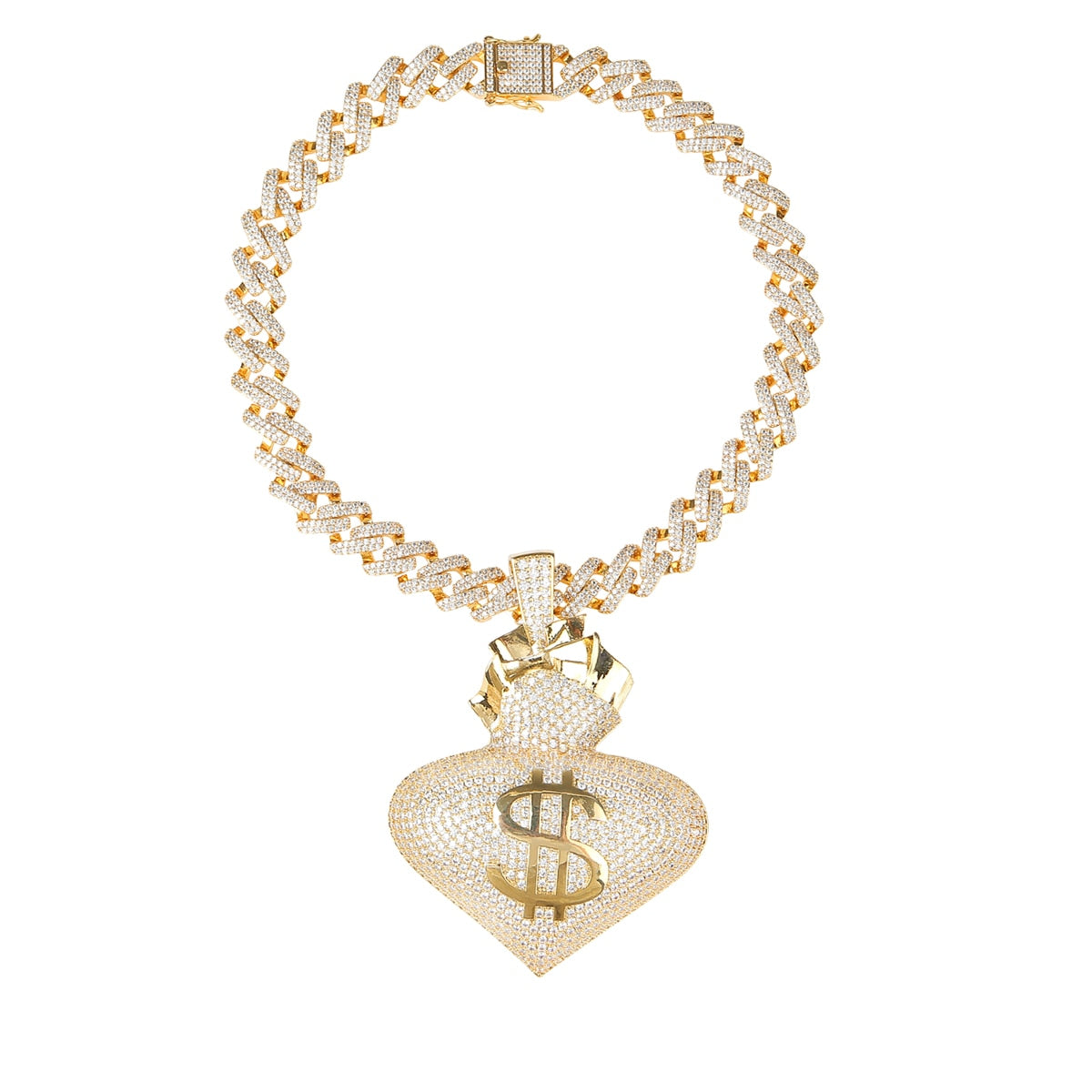 Heart Full Of Money Pendant 14mm Cuban Chain
