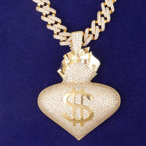 Heart Full Of Money Pendant 14mm Cuban Chain
